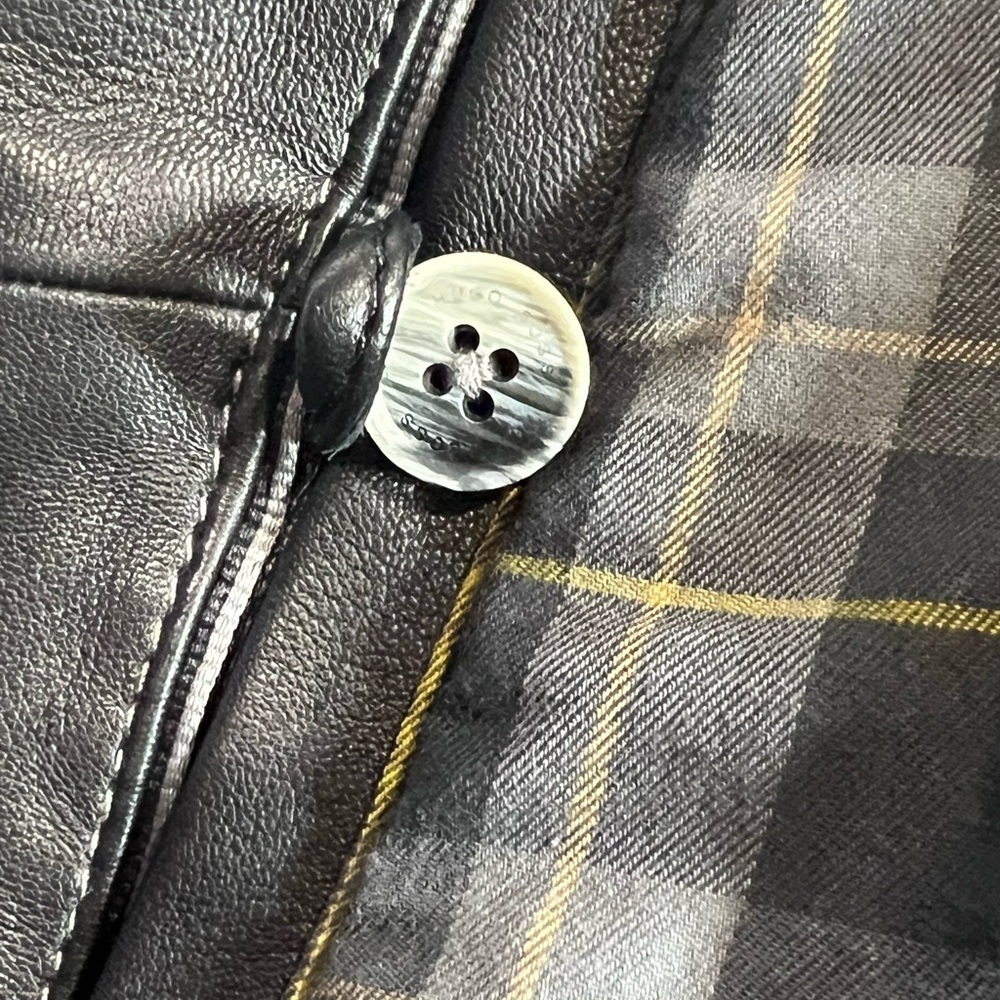 Hugo Boss EU40 US M 100% Leather Soft Lambskin Moto Biker Jacket Plaid Lined R4 - Picture 9 of 12